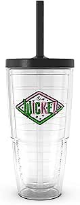 Tervis Wicked Logo Made in USA Double Walled Insulated Tumbler Travel Cup Keeps Drinks Cold & Hot, 24oz with Straw Lid, Classic