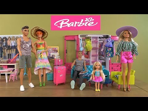Barbie and Ken Fashion Design Studio with Barbie Helping Friend Megan to Pack for Exotic Vacation