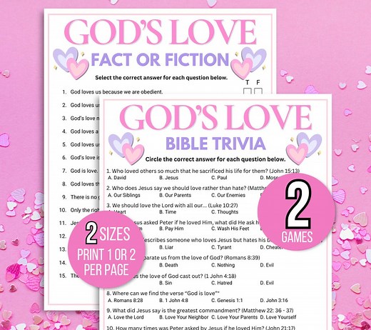Gods Love Bible Trivia Game, Gods Love Game, Valentine’s Bible Trivia Game, Valentine's Day Christian Trivia, Valentine's Sunday School Quiz - Etsy