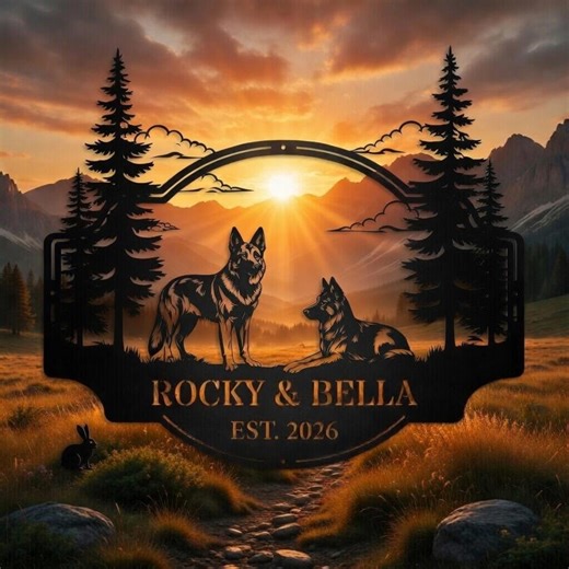 Personalized Dog Metal Sign, German Shepherd Yard Decor, Custom Pet Sign