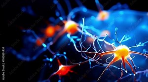 Signals and impulses traveling through brain neurons: aesthetic visualization of neural activity, showcasing the intricate and dynamic network of the human mind. Generative AI