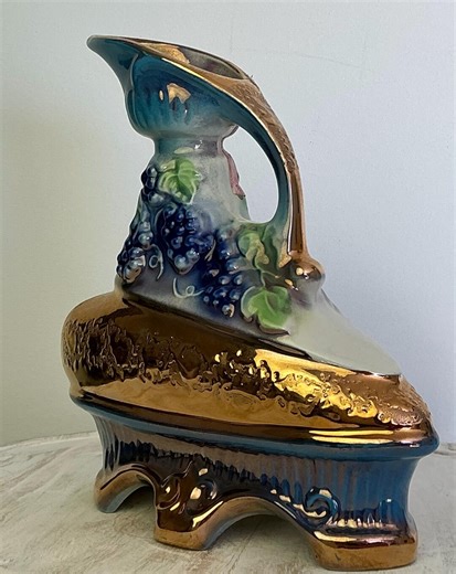 Jim Beam Vintage Decanter Regal China 1960s Blue Gold Grapevine Ceramic Bottle Barware Collectible With Stopper - Etsy