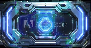 A digital dashboard, reminiscent of something from a space ship or advanced machinery. sci-fi HUD control panel illuminated with neon lights, giving a high-tech feel. Seamless loop animation render, Stock Video