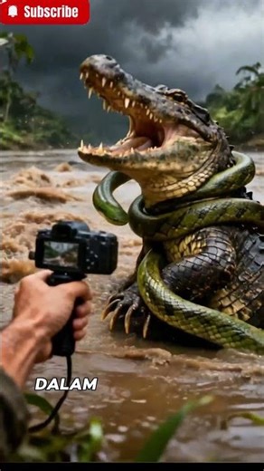 Buaya vs Ular Raksasa! Pertarungan di Sungai 🐊🐍 #anaconda #animalbattle #animalfight