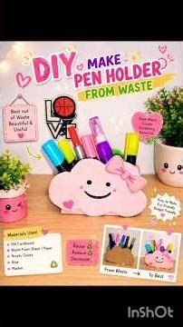 "✨ Turn an Old Box into a beautiful Pen Holder! 🖋️ | 🌸✨| Easy & Useful DIY Ideas💖"#diypenholder#diy