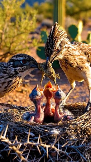 Road Runner Parenting 🐦 | Both Parents Incubate & Feed Hatchlings | Desert Wildlife Shorts