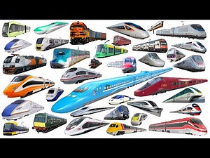 50 Trains names and sounds | Bullet Trains, Subway, Steam & High-Speed Trains | Learn Train Names