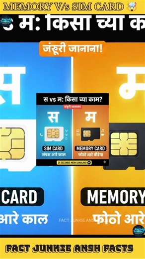 SIM और Memory Card में क्या अंतर है? 🤔 25 Seconds mein jaano! #shorts #techfact