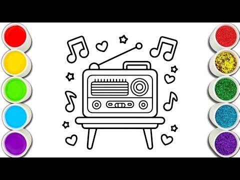 Music Radio Drawing and Coloring Tutorial | Easy Art for Beginners