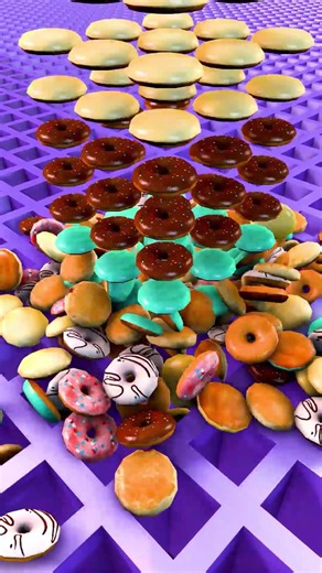 Rain Of Donuts Falling Into Grid😁🎉 #3danimation #satisfying #gaming #loop