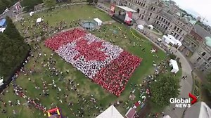 81K views · 706 reactions | Over 2000 people came together on the lawn of the B.C. legislature today to create a living flag. #HappyCanadaDay | Global BC | Facebook