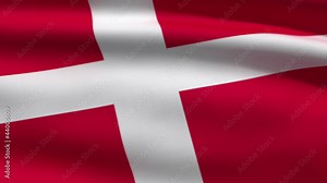 Danish flag, 3d animation. perfect seamless loop