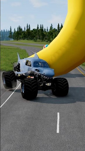 Monser McQueen & Monster Pixar Trucks vs Banana Hammer ⚠️ #shorts #beamngdrive #mcqueen