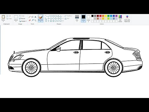 Drawing MERCEDES BENZ Car on computer using Ms Paint | Car Drawing Tutorial | How to draw Car.