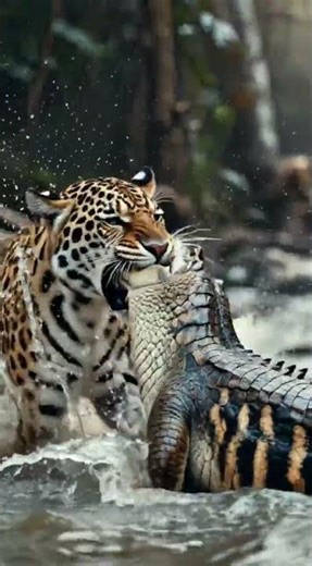 Jaguar vs Caiman Life and Death Fight