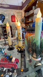 Battery operated taper candles with timer. They go off all my themselves. All different styles. #VisitExmore #Emporium #candles #batteryoperated | Exmore Antique Emporium