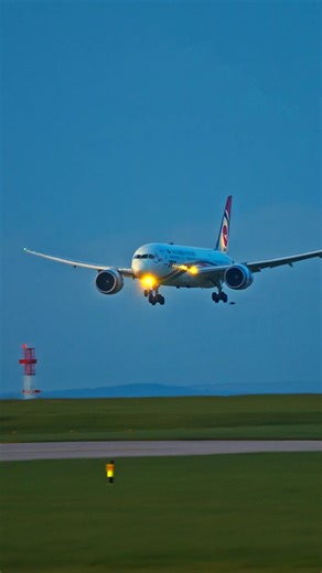 Boeing 787 Dreamliner Landing at Dusk