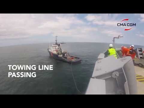Towing exercise with the CMA CGM MARCO POLO