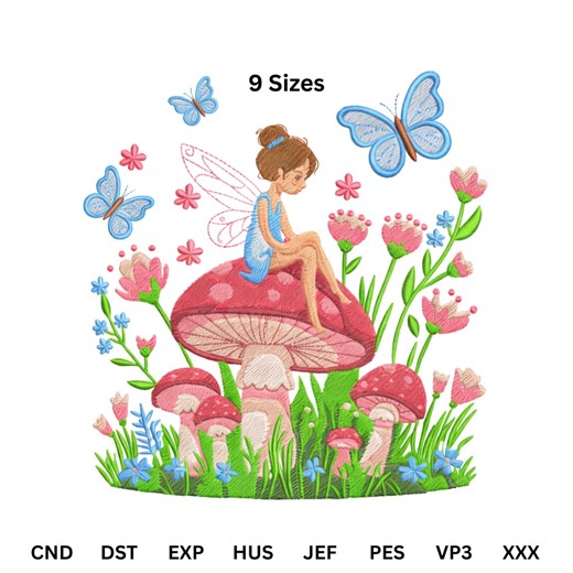 Floral Fairy Machine Embroidery Design, Flowers Butterfly Embroidery Pattern, Trendy Girly Embroidery - Etsy Canada