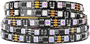 BTF-LIGHTING WS2811 IC=RGB+IC Addressable Dream Color LED Strip 16.4FT 60LEDs/m 20Pixels/m Non-Waterproof Black PCB Flexible DC12V Chasing Effect for Indoor Home Decor(No Adapter or Controller)