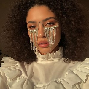 Rhinestone Fringe Eyewear Mask, Sparkly Crystal Tassel Face Jewelry, Luxury Party Mask in Gold & Silver - Etsy