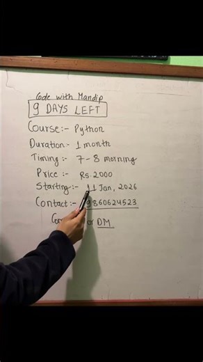 Python class starting from Jan 11, 2026. #python #coding