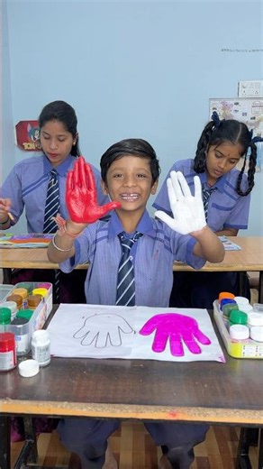 Hand painting 🩷🤍✋ #trending #shortsfeed #shorts #funny #comedy #foryou #school