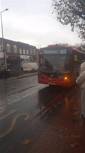 London Bus Route 163 Arriving at London Road/Morden Station Bus Stop