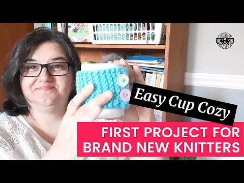How to Knit a Cup Cozy for Beginners [FREE PATTERN] Perfect Beginner Knitting Project!