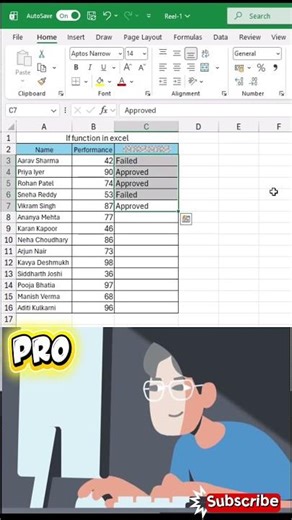 Excel IF Formula: Auto-show Approved or Failed! ✅ #ExcelTips