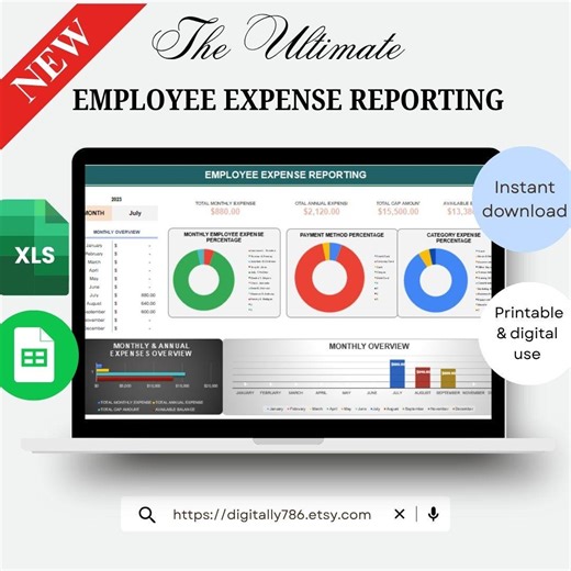 Modèle de note de frais d'employé | Suivi des dépenses professionnelles Excel, PDF, Google Sheets - Etsy France