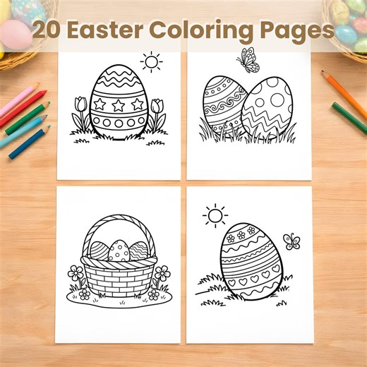 Easter Egg Coloring Pages | Big & Easy Easter Egg Printable for Kids | Easter Coloring Sheets | Instant Download - Etsy