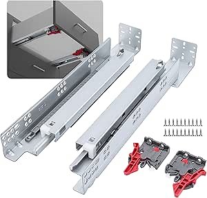LONTAN 6 Pairs Undermount Soft Close Drawer Slides 21 Inch Hidden Bottom Mount Full Extension Cabinet Rails with Rear mounting Bracket and Locking Devices Concealed Drawer Runners 100lb Load Capacity