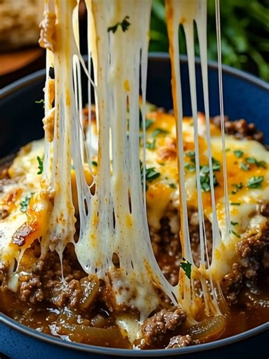 335K views · 777 reactions | Cheesy French Onion Beef Bake 1 pound ground beef 1 large onion, thinly sliced 2 cups beef broth 1 tablespoon olive oil 1 teaspoon garlic powder 1 teaspoon onion powder 1 teaspoon dried thyme | Olivia Recipes | Facebook