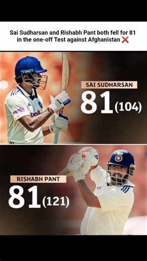 Sai Sudharsan and Rishabh Pant both fell for 81 in the one-off Test against Afghanistan 🤯🔥💪