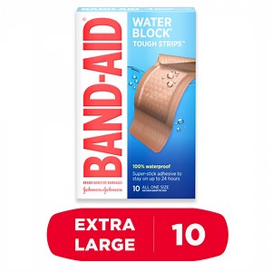 Band-Aid Brand Water Block Tough Strips Bandages, Extra Large, 10 Count