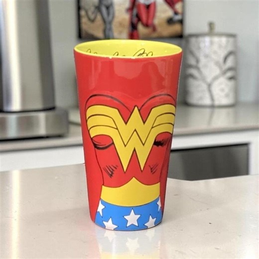 DC Comics Red Wonder Woman Ceramic Tumbler, Embossed Logo Drinkware, Replacement Superhero Mug - Etsy