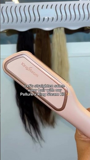 Wavy to straight hair with a straightening brush ✨ Pallure x King Steam