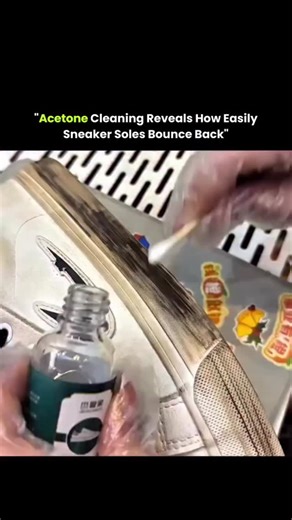 Entrepreneur | Startup Mindset | Business on Instagram: "Acetone cleaning reveals the surprising resilience of sneaker soles — a simple chemical test showing how quickly and effectively they bounce back! 👟💥 Over time, sneaker soles accumulate dirt, scuffs, and discoloration, making even the newest kicks look worn. Using acetone carefully removes grime and stubborn residues, exposing the sole’s true flexibility and durability underneath. This process highlights the engineering behind modern sne