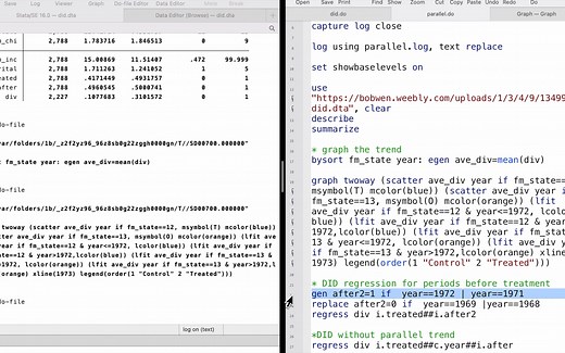 双重差分平行趋势检验的stata实操| stata DID Parallel Trend Assumption
