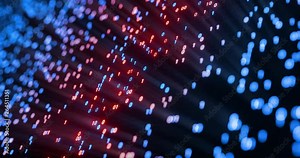 Hacking digital binary code matrix 01 background loop. Hacker, dark web, matrix, Digital data code in safety security technology concept. Abstract seamless red and blue 3D rendering