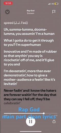 Rap god Eminem clean lyrics (fast part) #Rap#eminemrapgod#eminem