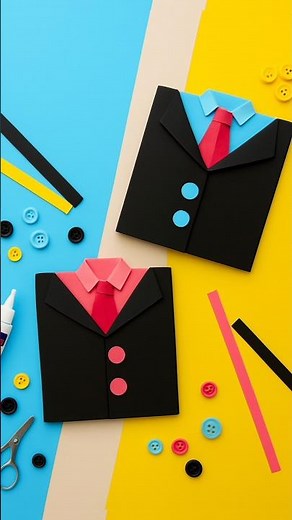 DIY Father's Day Card 👔 Easiest Suit Card Tutorial Ever! #shorts #diy #craft
