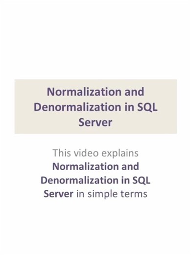 Normalization and Denormalization in SQL Server #sql #sq