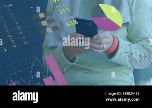 Animation of data processing over caucasian woman using smartphone. Global technology, computing and digital interface concept digitally generated video Stock Video Footage - Alamy