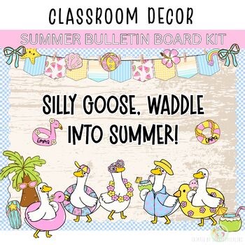 Summer Bulletin Board Kit Silly Goose Beach Classroom Decor Printable