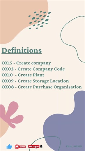 Tcode Definitions & Assignments #enterprisestructure #sappassion #education #companycode