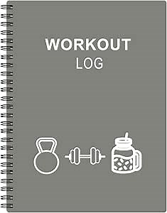 Workout Log for Women & Men - A5 Fitness Planner/Journal to Track Weight Loss, Workout Journal for GYM, Bodybuilding Progress - Daily Health & Wellness Tracker, Grey