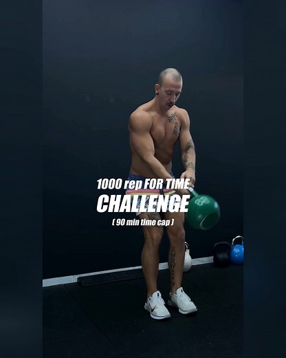 1000 Rep Kettlebell Challenge 🏋️‍♂️🔥 One bell. One mission. 1,000 reps for time - full body, no mercy. Set a timer, pace yourself, and survive the grind. Workout Breakdown (90-min cap): 100 Alternating Side Swing Lunges 100 Sumo Deadlifts 100 Air Squats 100 Russian Swings 100 Half Burpees 100 Both Arms Floor Press 100 Alt. Single Arm Dead High Pulls 100 Single Arm Overhead March (left) 100 Single Arm Overhead March (right) 100 Situps 💀 10 moves. 100 reps each. Break into sets as needed. 📲 Wa