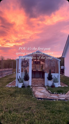 Spring shower bring May flowers (and beautiful sunsets) 🤍🌱 #spring #springshower #springsunset #springgarden | Lauren Matts